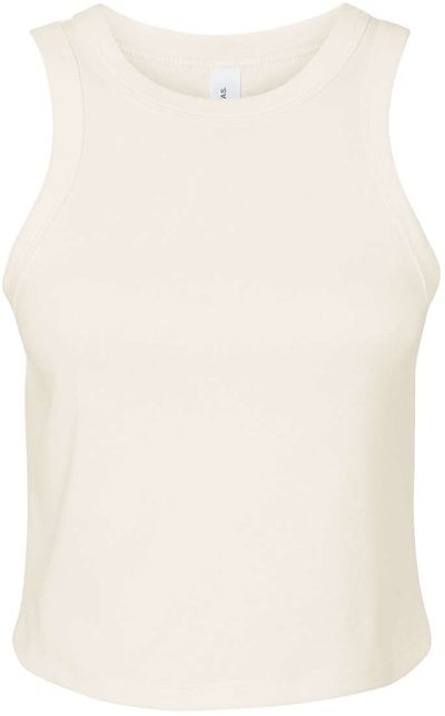 Am image of a Custom Bella and Canvas Womens Micro Rib Racer Tank in Solid Natural Blend!