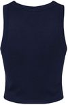 Am image of a Custom Bella and Canvas Womens Micro Rib Racer Tank in Solid Navy Blend!