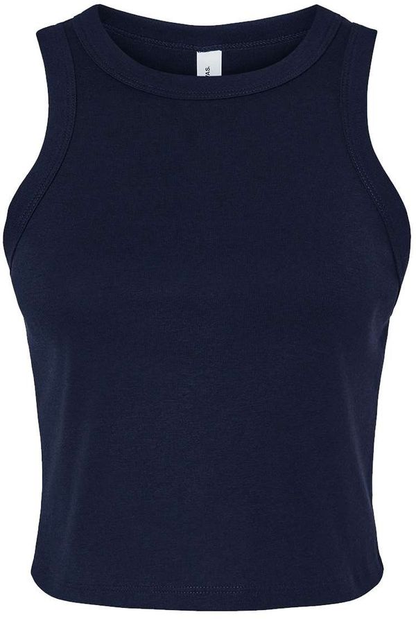 Am image of a Custom Bella and Canvas Womens Micro Rib Racer Tank in Solid Navy Blend!