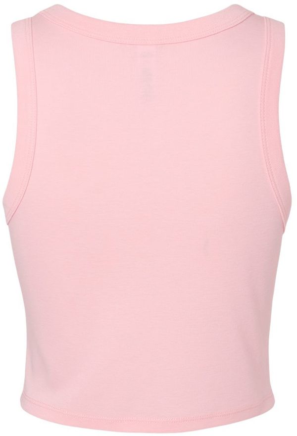 Am image of a Custom Bella and Canvas Womens Micro Rib Racer Tank in Solid Pink Blend!