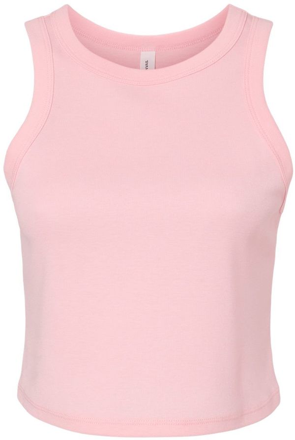 Am image of a Custom Bella and Canvas Womens Micro Rib Racer Tank in Solid Pink Blend!