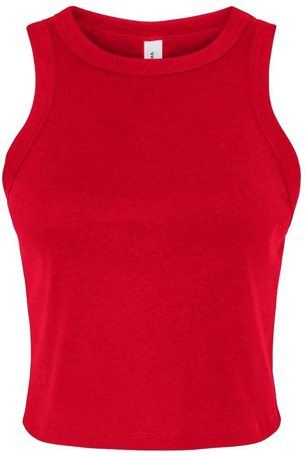 Am image of a Custom Bella and Canvas Womens Micro Rib Racer Tank in Solid Red Blend!