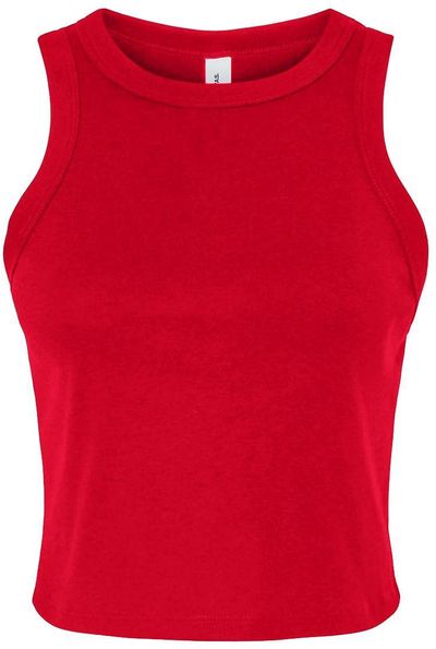 Am image of a Custom Bella and Canvas Womens Micro Rib Racer Tank in Solid Red Blend!