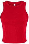 Am image of a Custom Bella and Canvas Womens Micro Rib Racer Tank in Solid Red Blend!