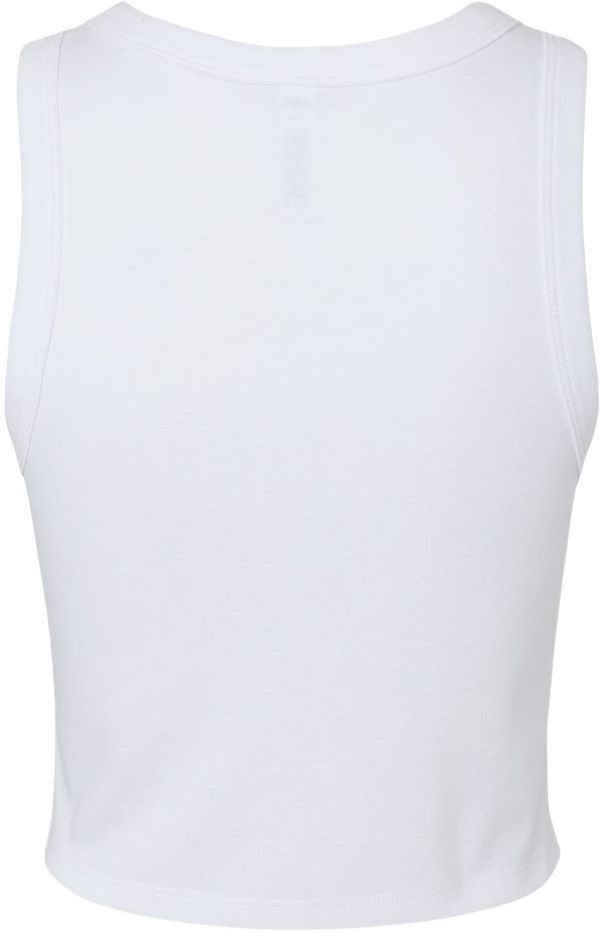 Am image of a Custom Bella and Canvas Womens Micro Rib Racer Tank in Solid White Blend!