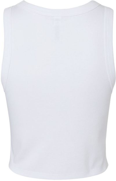 Am image of a Custom Bella and Canvas Womens Micro Rib Racer Tank in Solid White Blend!