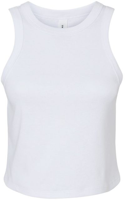 Am image of a Custom Bella and Canvas Womens Micro Rib Racer Tank in Solid White Blend!