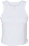 Am image of a Custom Bella and Canvas Womens Micro Rib Racer Tank in Solid White Blend!
