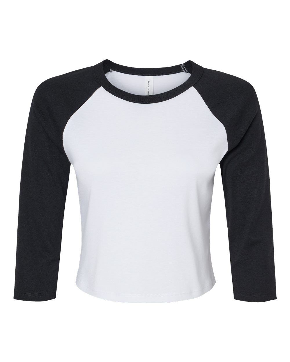 Bella and Canvas Womens Micro Rib Raglan Sleeve Baby Tee in White/Black