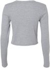 Am image of a Custom Bella and Canvas Womens Micro Rib Long Sleeve Baby Tee in Athletic Heather!