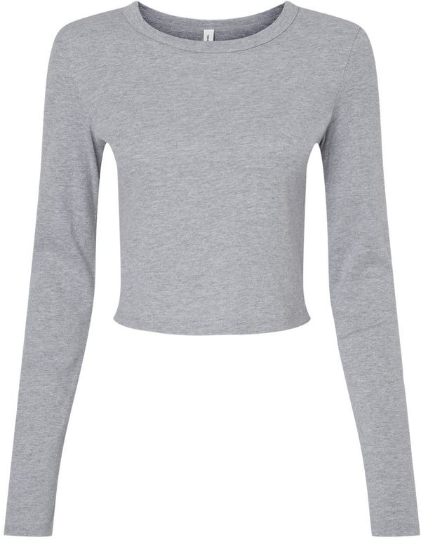 Am image of a Custom Bella and Canvas Womens Micro Rib Long Sleeve Baby Tee in Athletic Heather!