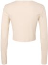 Am image of a Custom Bella and Canvas Womens Micro Rib Long Sleeve Baby Tee in Solid Natural Blend!