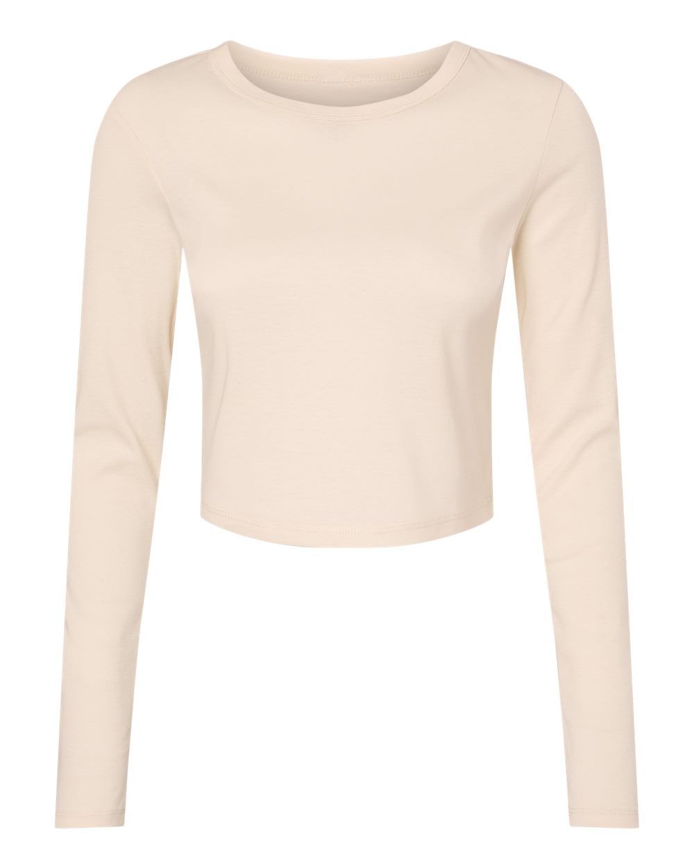Bella and Canvas Womens Micro Rib Long Sleeve Baby Tee in Solid Natural Blend