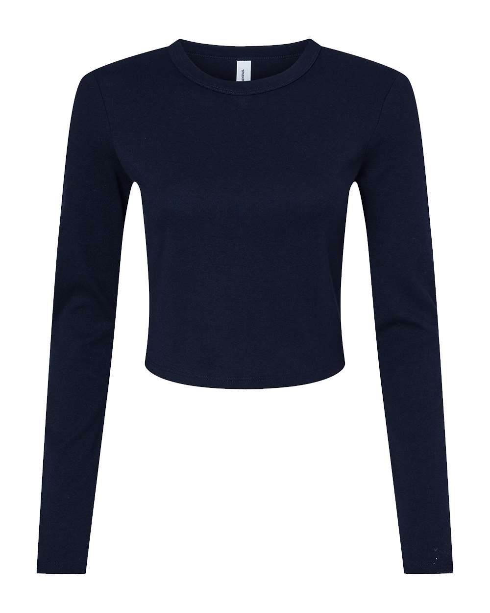 Bella and Canvas Womens Micro Rib Long Sleeve Baby Tee in Solid Navy Blend