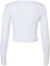 Am image of a Custom Bella and Canvas Womens Micro Rib Long Sleeve Baby Tee in Solid White Blend!