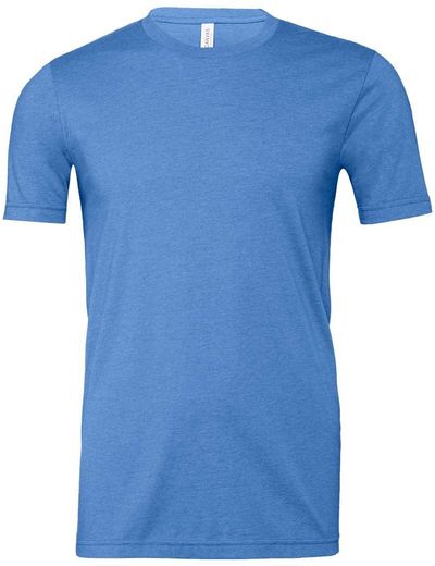 Am image of a Custom Bella and Canvas Unisex CVC Jersey Tee in Heather Columbia Blue!