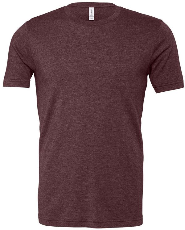 Am image of a Custom Bella and Canvas Unisex CVC Jersey Tee in Heather Maroon!