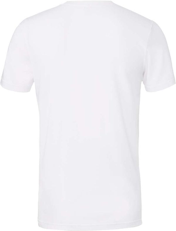 Am image of a Custom Bella and Canvas Unisex CVC Jersey Tee in Solid White Blend!