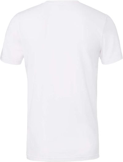 Am image of a Custom Bella and Canvas Unisex CVC Jersey Tee in Solid White Blend!