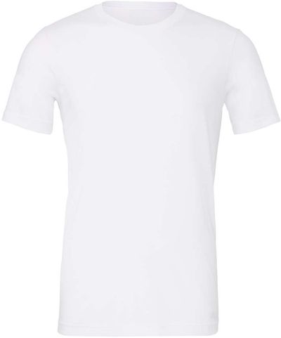 Am image of a Custom Bella and Canvas Unisex CVC Jersey Tee in Solid White Blend!