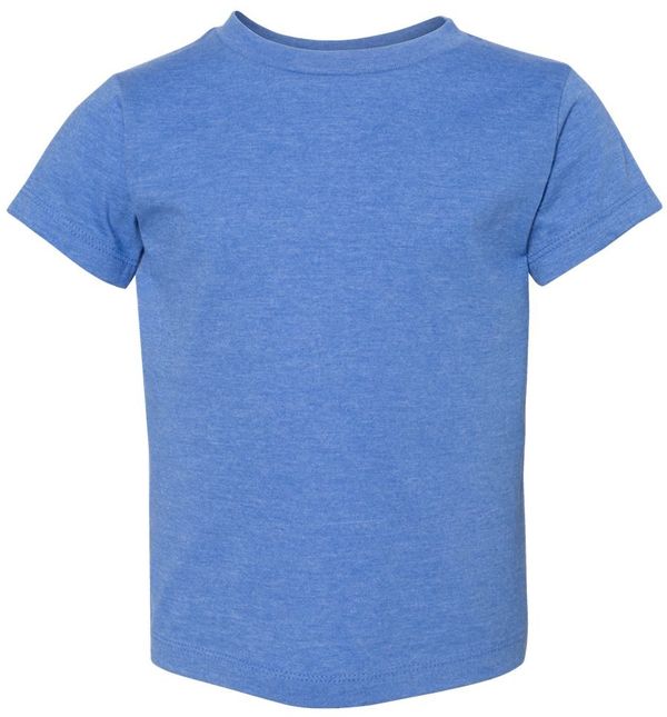 Am image of a Custom Bella and Canvas Toddler Jersey Tee in Heather Columbia Blue!