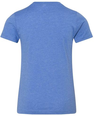 Am image of a Custom BELLA AND CANVAS Youth CVC Jersey Tee in Heather Columbia Blue!