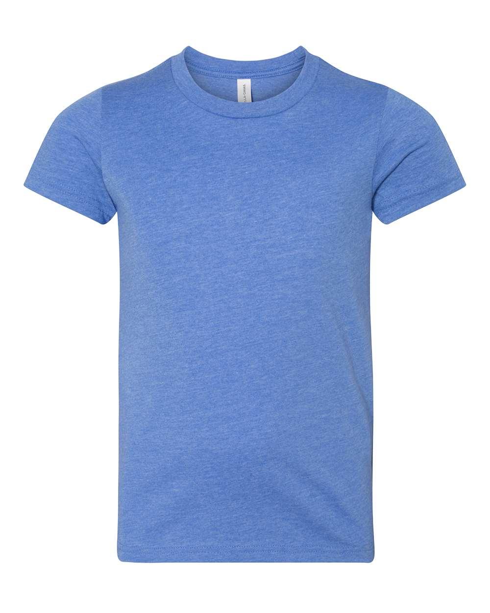 BELLA AND CANVAS Youth CVC Jersey Tee in Heather Columbia Blue