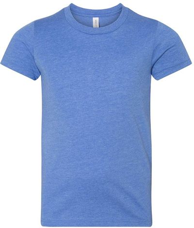Am image of a Custom BELLA AND CANVAS Youth CVC Jersey Tee in Heather Columbia Blue!