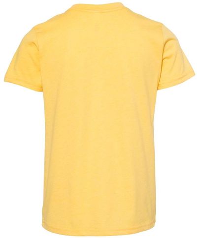 Am image of a Custom BELLA AND CANVAS Youth CVC Jersey Tee in Heather Yellow Gold!