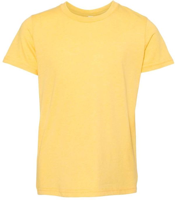 Am image of a Custom BELLA AND CANVAS Youth CVC Jersey Tee in Heather Yellow Gold!