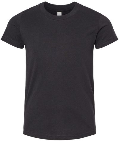 Am image of a Custom BELLA AND CANVAS Youth CVC Jersey Tee in Solid Black Blend!