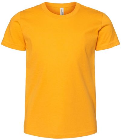 Am image of a Custom Bella and Canvas Youth Unisex Jersey Tee in Gold!