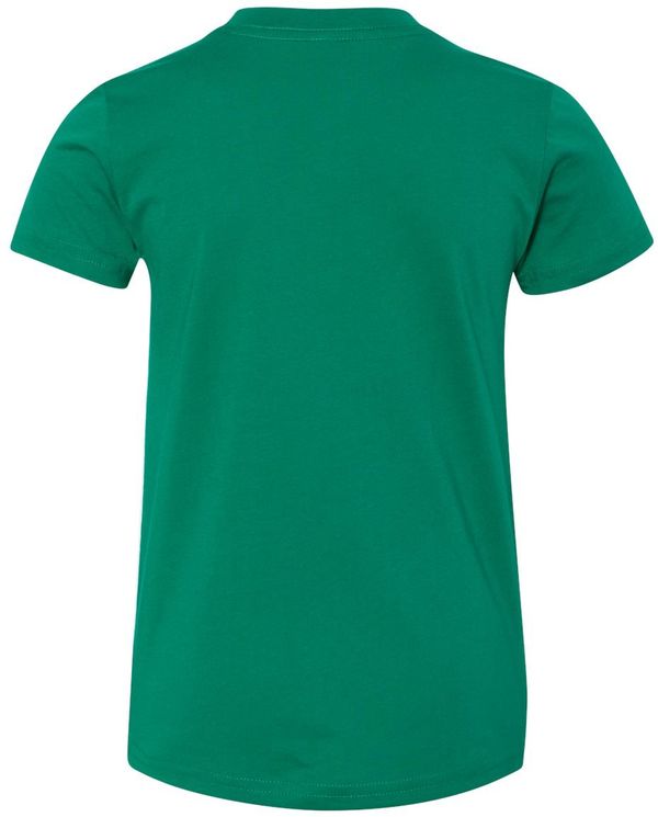 Am image of a Custom Bella and Canvas Youth Unisex Jersey Tee in Kelly!