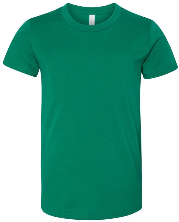 Am image of a Custom Bella and Canvas Youth Unisex Jersey Tee in Kelly!