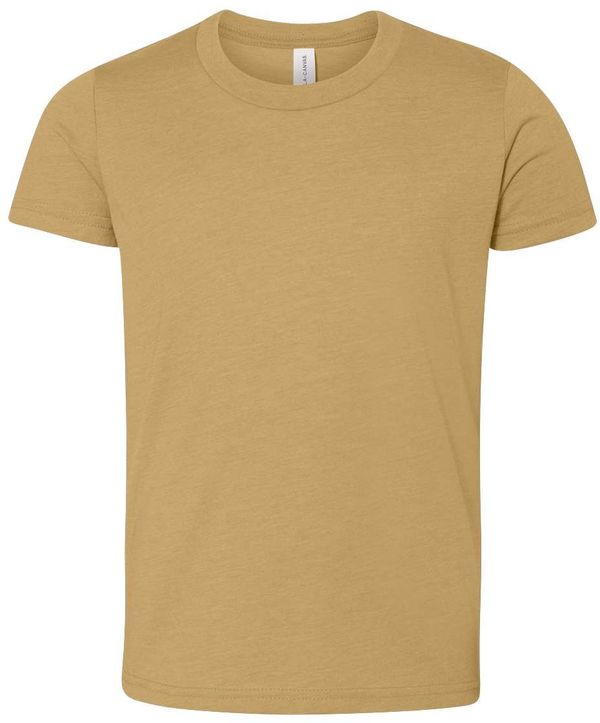 Am image of a Custom Bella and Canvas Youth Unisex Jersey Tee in Mustard!