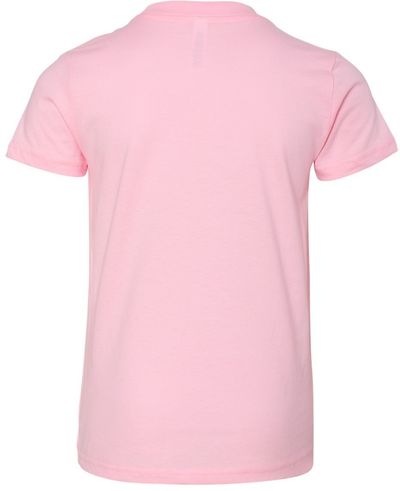 Am image of a Custom Bella and Canvas Youth Unisex Jersey Tee in Pink!