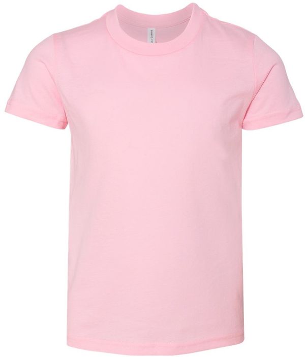 Am image of a Custom Bella and Canvas Youth Unisex Jersey Tee in Pink!