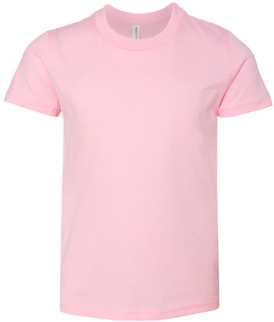 Am image of a Custom Bella and Canvas Youth Unisex Jersey Tee in Pink!