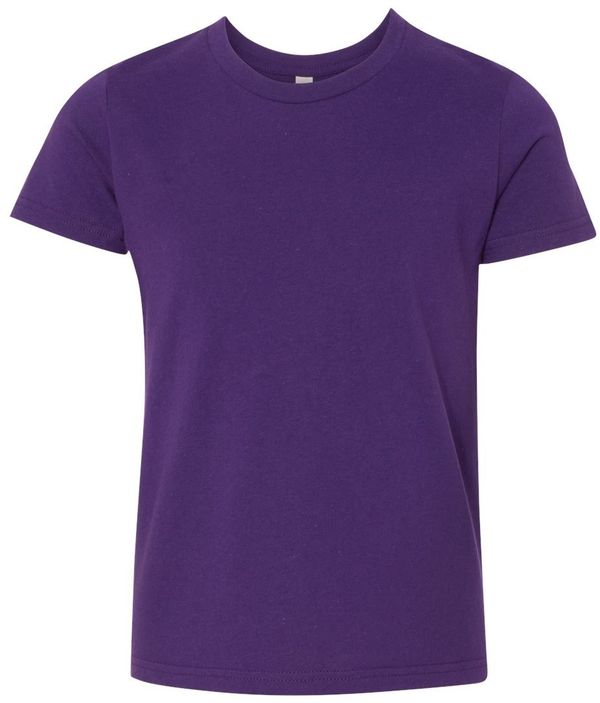 Am image of a Custom Bella and Canvas Youth Unisex Jersey Tee in Team Purple!
