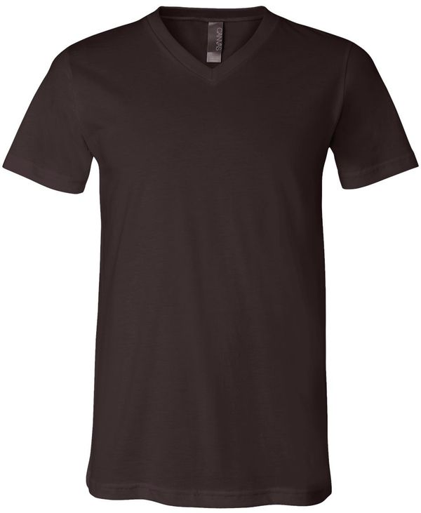 Am image of a Custom Bella and Canvas Jersey V Neck Tee in Brown!