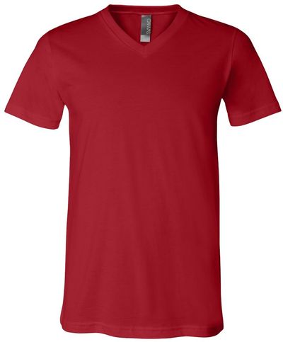 Am image of a Custom Bella and Canvas Jersey V Neck Tee in Canvas Red!