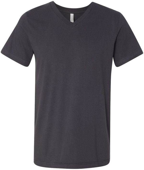 Am image of a Custom Bella and Canvas Jersey V Neck Tee in Dark Grey!