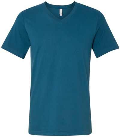 Am image of a Custom Bella and Canvas Jersey V Neck Tee in Deep Teal!