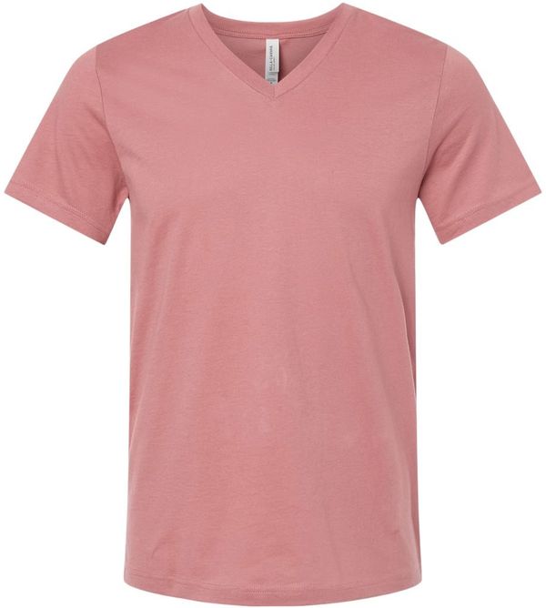 Am image of a Custom Bella and Canvas Jersey V Neck Tee in Mauve!