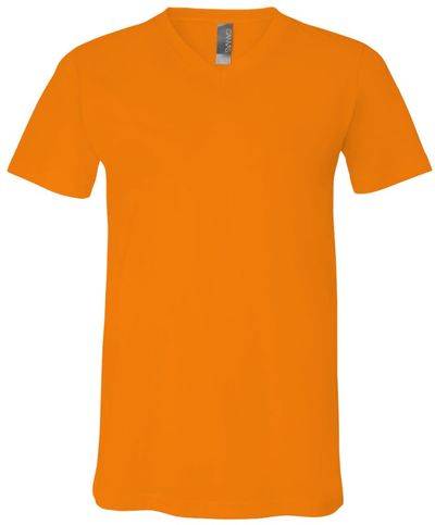 Am image of a Custom Bella and Canvas Jersey V Neck Tee in Orange!