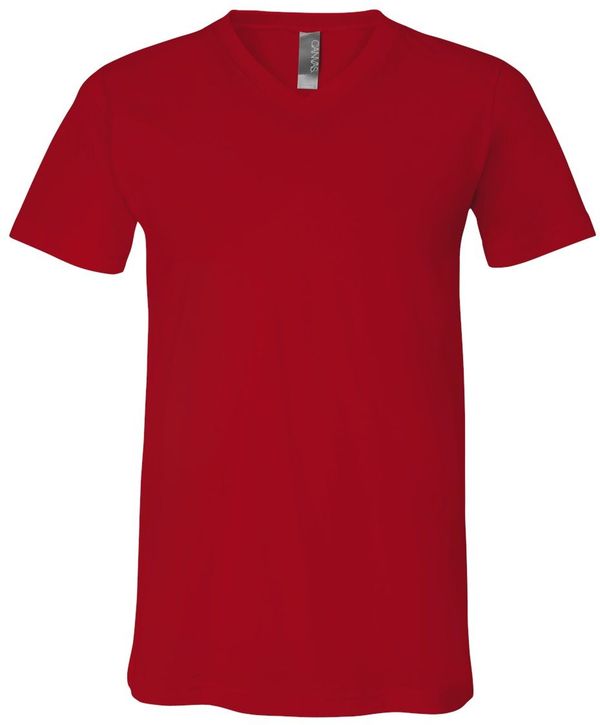 Am image of a Custom Bella and Canvas Jersey V Neck Tee in Red!