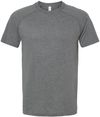 Am image of a Custom Bella and Canvas Heather CVC Raglan Tee in Deep Heather!