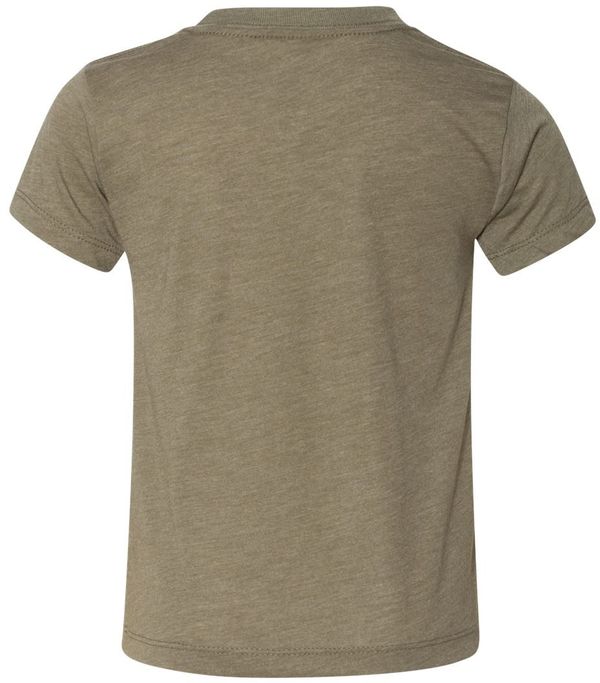 Am image of a Custom Bella and Canvas Toddler Triblend Tee in Olive Triblend!