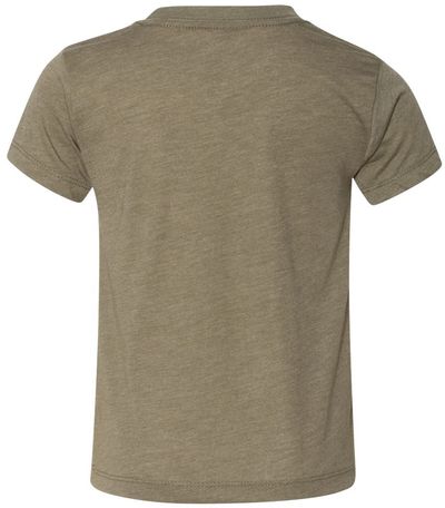Am image of a Custom Bella and Canvas Toddler Triblend Tee in Olive Triblend!
