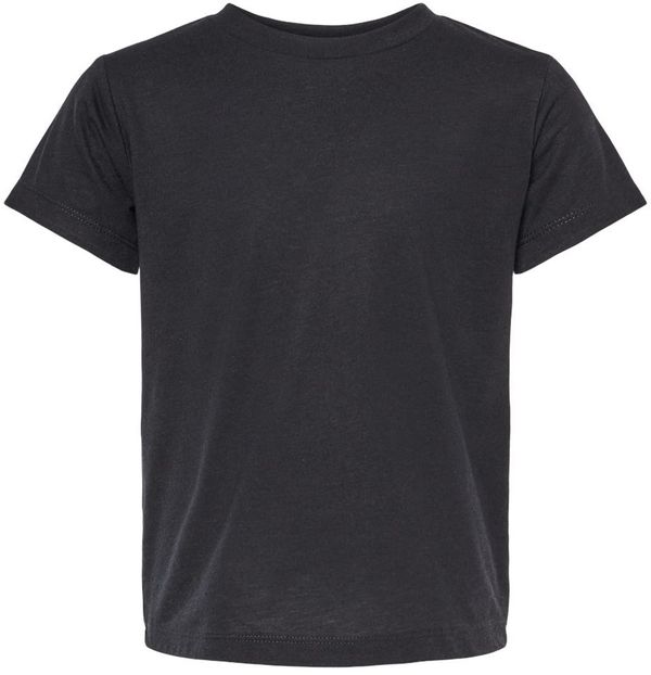 Am image of a Custom Bella and Canvas Toddler Triblend Tee in Solid Black Triblend!